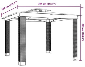 Gazebo com telhado duplo 2,94x2,94 m aço antracite