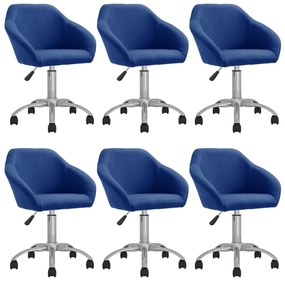 vidaXL Cadeiras de jantar giratórias 6 pcs tecido azul