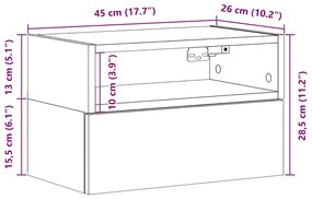 Mesas de cabeceira parede 2 pcs 45x26x28,5 cm cor madeira velha