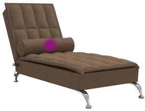 Chaise lounge de massagem com rolo tecido castanho