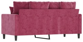 Sofá de 2 lugares veludo 140 cm vermelho tinto