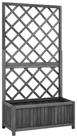 vidaXL Vaso com treliça para jardim 70x30x135 cm abeto maciço preto