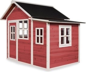 Casa de brincar infantil exterior para crianças Loft 150 em madeira - Vermelha