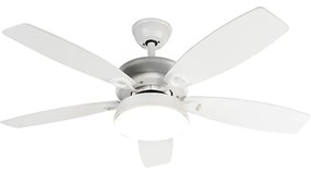 Ventilador de teto de design branco incluindo LED com controle remoto - Malaki Moderno