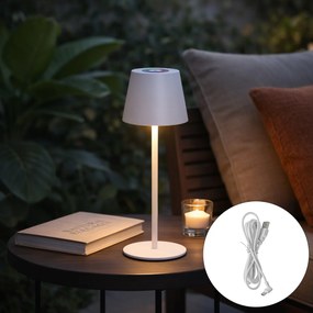 Candeeiro de mesa branco com LED regulável e recarregável RGB IP54 - Murdock