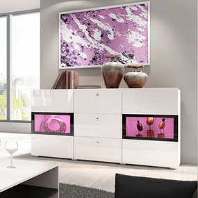Aparador Baros 132cm - preto/carvalho escuro, com leds