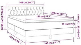 Cama box spring c/ colchão/LED 140x200 cm veludo verde-escuro