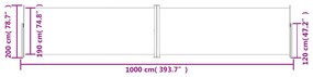 Toldo lateral retrátil 200x1000 cm cor creme