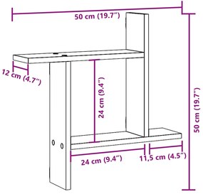 Prateleiras de parede 2 pcs 50x12x50cm derivados madeira branco