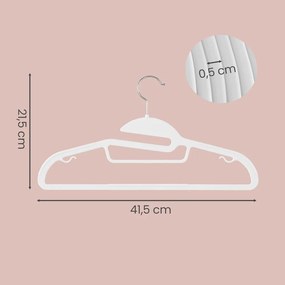 Conjunto de 20 Cabides de plástico, com abertura em forma de U brancos