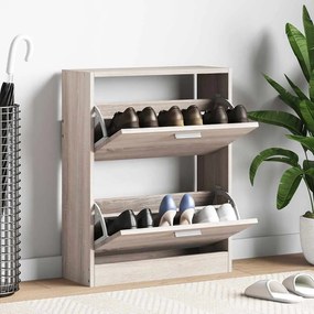 vidaXL Sapateira com 2 compartimentos em madeira, aparência carvalho