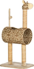 PawHut Arranhador 101 cm Torre para Gatos em Design Girafa, com Toca, Bola de Brinquedo, Postes de Juta para gatos de porte médio até 5 kg | Aosom Portugal