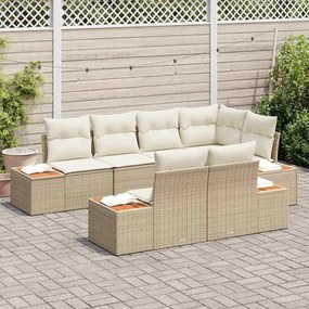 Conjunto de Sofá de Jardim com Almofadas Bege Rattan Acácia