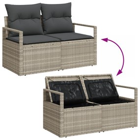 Conjunto de Sofá de Jardim vidaXL com Almofadas Cinza Claro Rattan PE