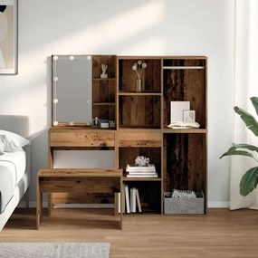 Conjunto toucador com luzes LED derivados madeira madeira velha
