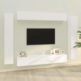 Conjunto móveis de TV 8 pcs madeira processada branco