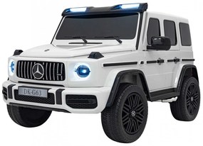 Carro elétrico para Crianças 24V, 4x200W 2 Lugares Mercedes Benz G63 AMG XXL MP4 Rodas de espuma EVA, Assento Couro Branco