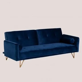 Sofá reclinável de 3 lugares em veludo Jehrd Azul - Sklum