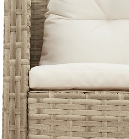 Conjunto de Sofá para Exterior Bege e Creme Rattan e Tecido Médio