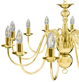 Lustre de 12 lâmpadas E14 dourado