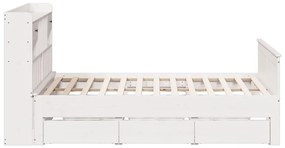 Cama com estante sem colchão 200x200 cm pinho maciço branco