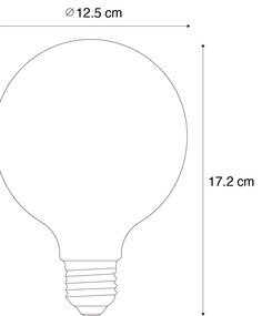 Conjunto de 5 lâmpadas LED E27 reguláveis G125 castanho 4W 120 lm 1800K