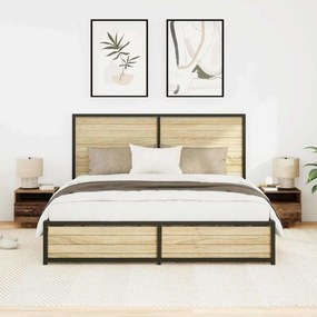 Camas de cabeceira vidaXL com luzes LED 2 pcs Madeira antiga 40x39x37