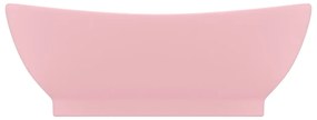 Lavatório luxuoso oval 58,5x39 cm cerâmica rosa mate