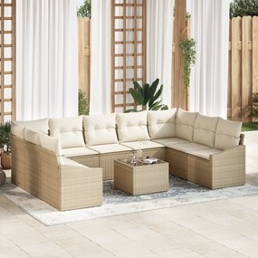Conjunto de Jantar para Jardim com 10 Peças e Almofadas em Rattan Sint
