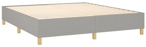 Cama box spring c/ colchão e LED 160x200 cm tecido cinza-claro