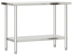Mesa trabalho cozinha c/ prateleira 110x55x120cm aço inoxidável