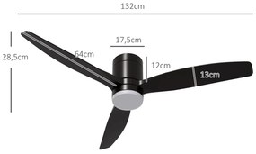 HOMCOM Ventoinha de Teto com Luz 46W Ventoinha de Teto Silencioso Ø132