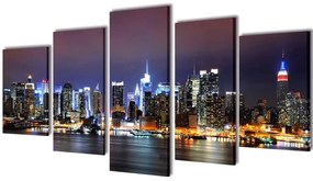 Políptico multicromático horizonto Nova Iorque 100 x 50 cm