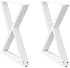 Pés para mesa de jantar 2 peças, branco, 80x(72-73,3) cm, aço