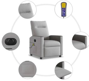 Poltrona massagens reclinável elétrica tecido cinzento-nublado