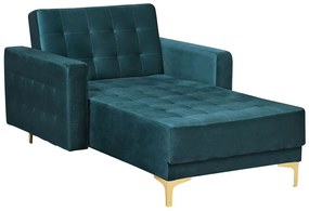 Sofá chaise-longue reclinável em veludo azul esverdeado ABERDEEN Beliani