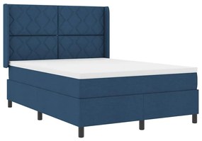 Cama com Estrado e Colchão Azul 140x200 cm em Tecido