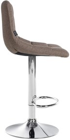 Banco de bar Jerry em tecido com estrutura cromada 87-108,5 x 43 x 46,5 cm Castanho acinzentado
