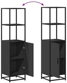 Armário alto 35,5x35x139 cm derivados madeira e metal preto