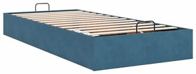 Ottoman Bed Frame No Colchão Azul Escuro 90x200 cm Veludo