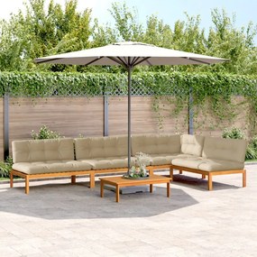 vidaXL 5 pcs móveis de paletes p/ jardim com almofadões acácia maciça