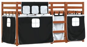 Beliche com cortinas 90x200 cm pinho maciço branco e preto