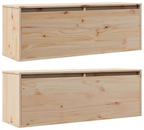 Armários de parede 2 pcs 100x30x35 cm pinho maciço cinza