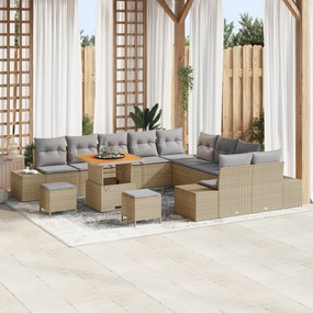 Conjunto de Sofás para Jardim vidaXL de 13 Peças com Almofadas Bege Ra