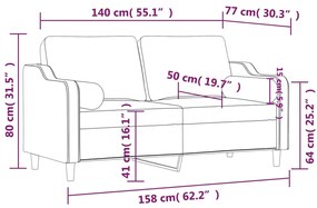 Sofá 2 lugares + almofadas decorativas 140 cm tecido cor creme