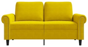 Sofá de 2 lugares veludo 120 cm amarelo