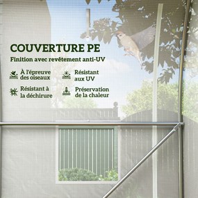 Estufa de jardim com 6 m², dimensões 3 x 2 m, com 1 porta + 2 paredes laterais enroláveis com fecho de correr, 6 janelas, Branco