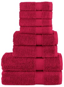 8pcs Conjunto toalhas banho premium SOLUND 600 gsm vermelho