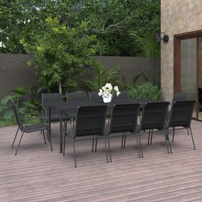 vidaXL 11 pcs conjunto de jantar para exterior aço