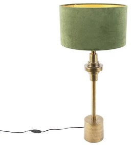 Candeeiro de mesa Art Déco com abajur de veludo verde 35 cm - Diverso Art Deco